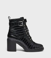 Eleanor Black Heeled Lace Up Ankle Boots